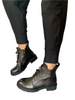 black leather lace up boots for women