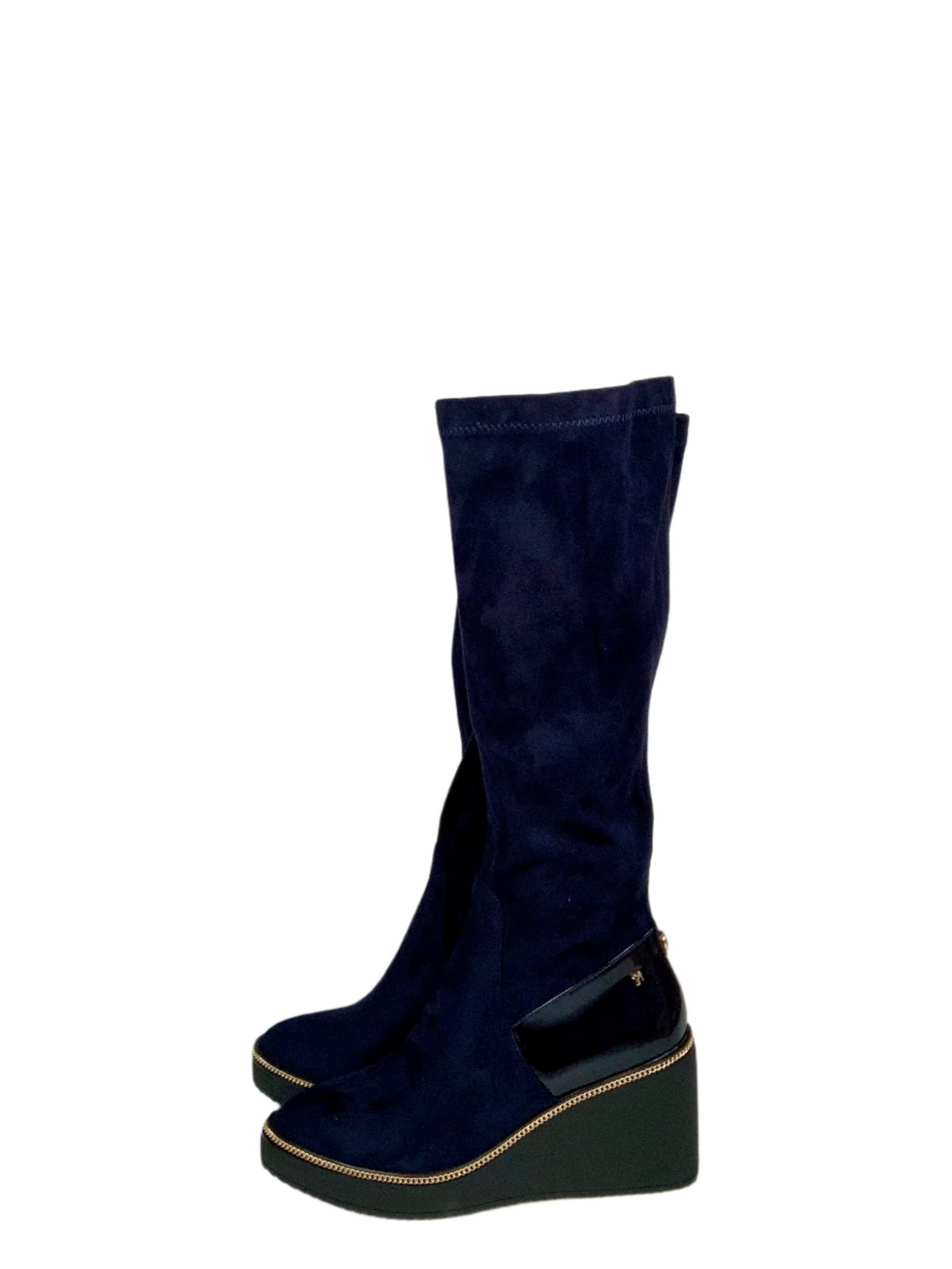 navy mid calf boots 