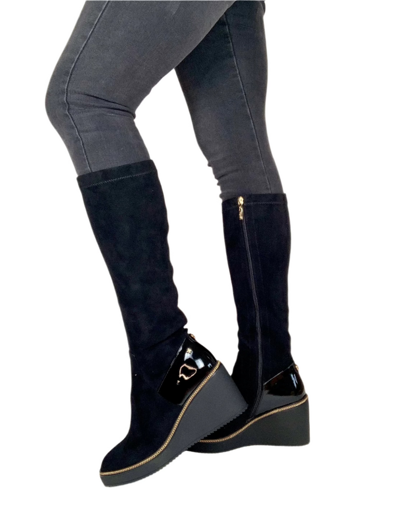 navy ladies long boots