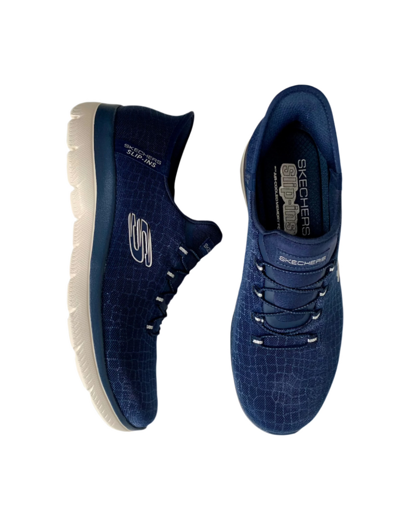 Load image into Gallery viewer, navy skechers slip ins for women
