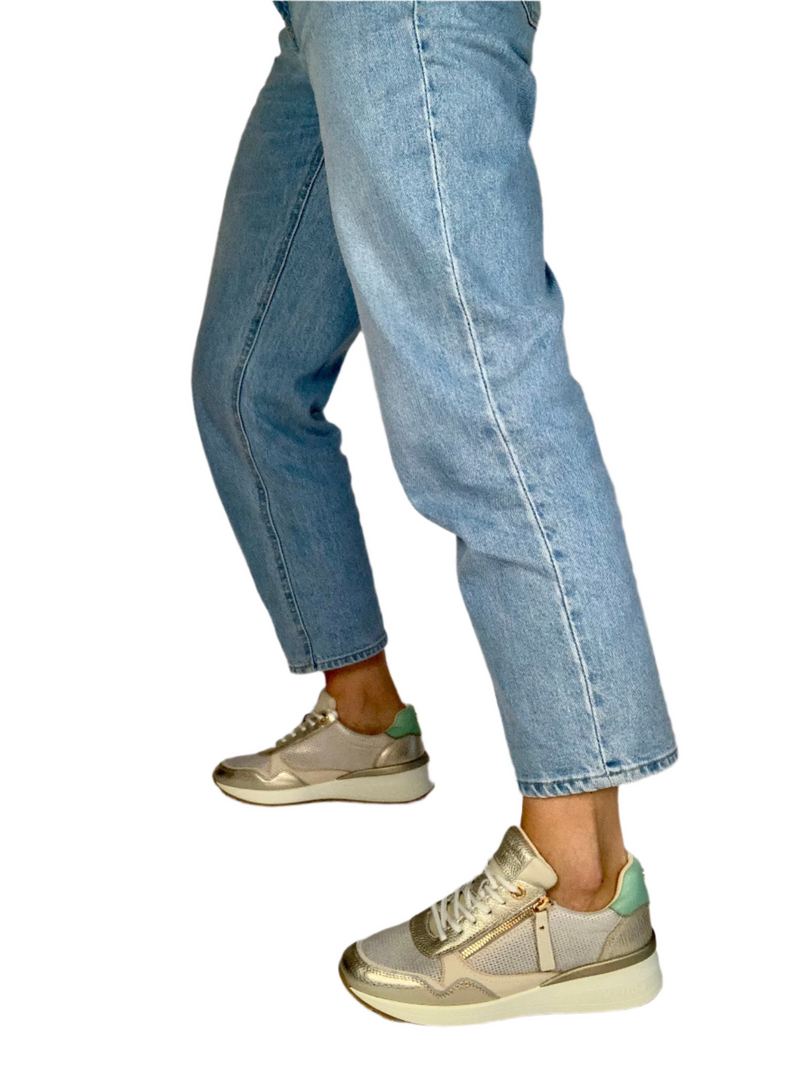 Load image into Gallery viewer, gold trainers for women
