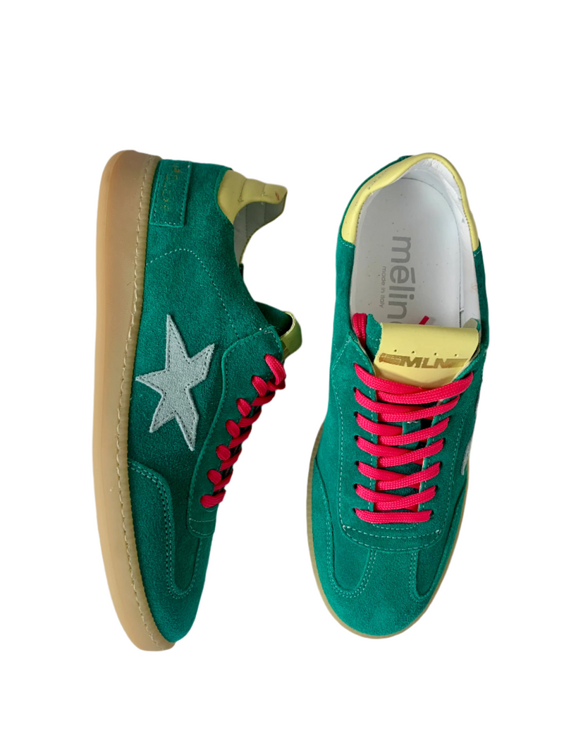 Load image into Gallery viewer, green suede fashion sneakers
