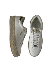 Load image into Gallery viewer, white and gold trainers