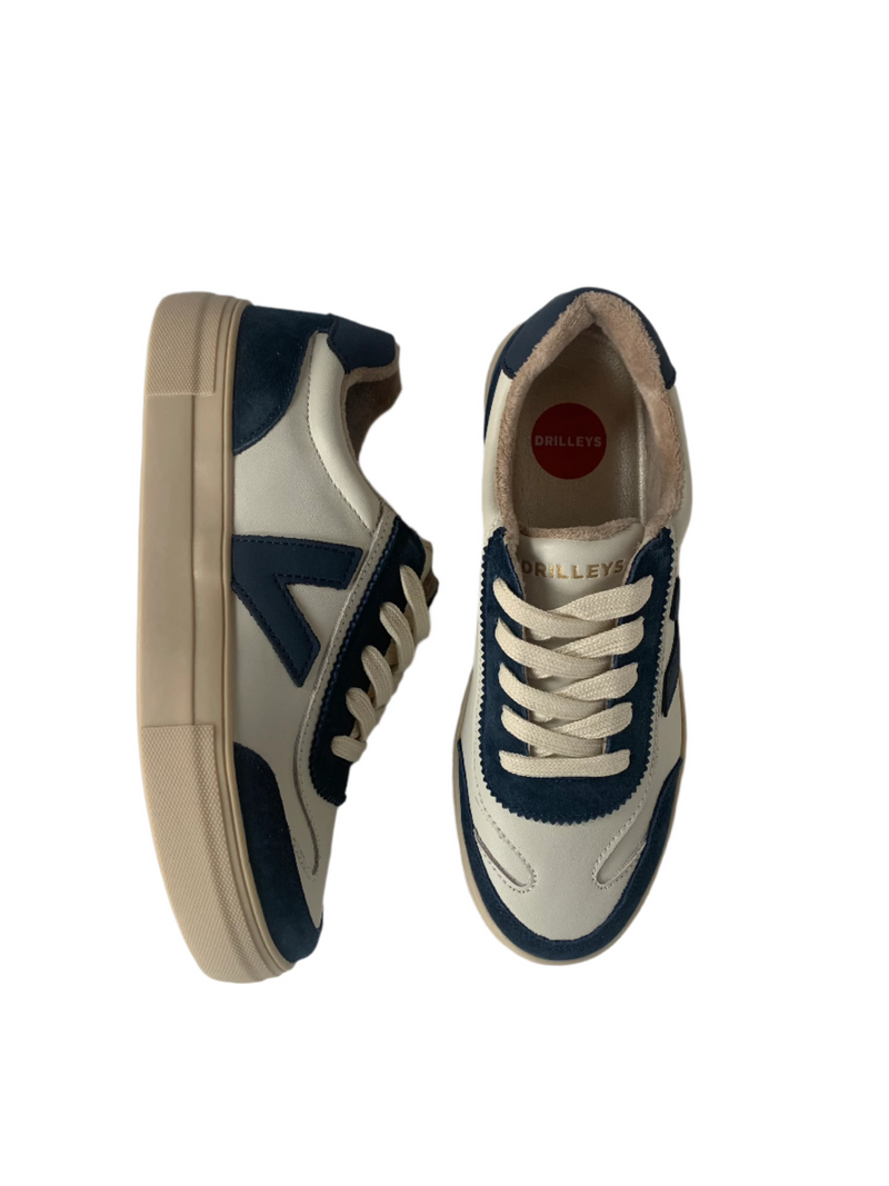 Load image into Gallery viewer, navy and white trainers
