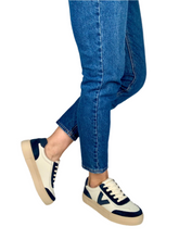 Load image into Gallery viewer, womens navy and white sneakers