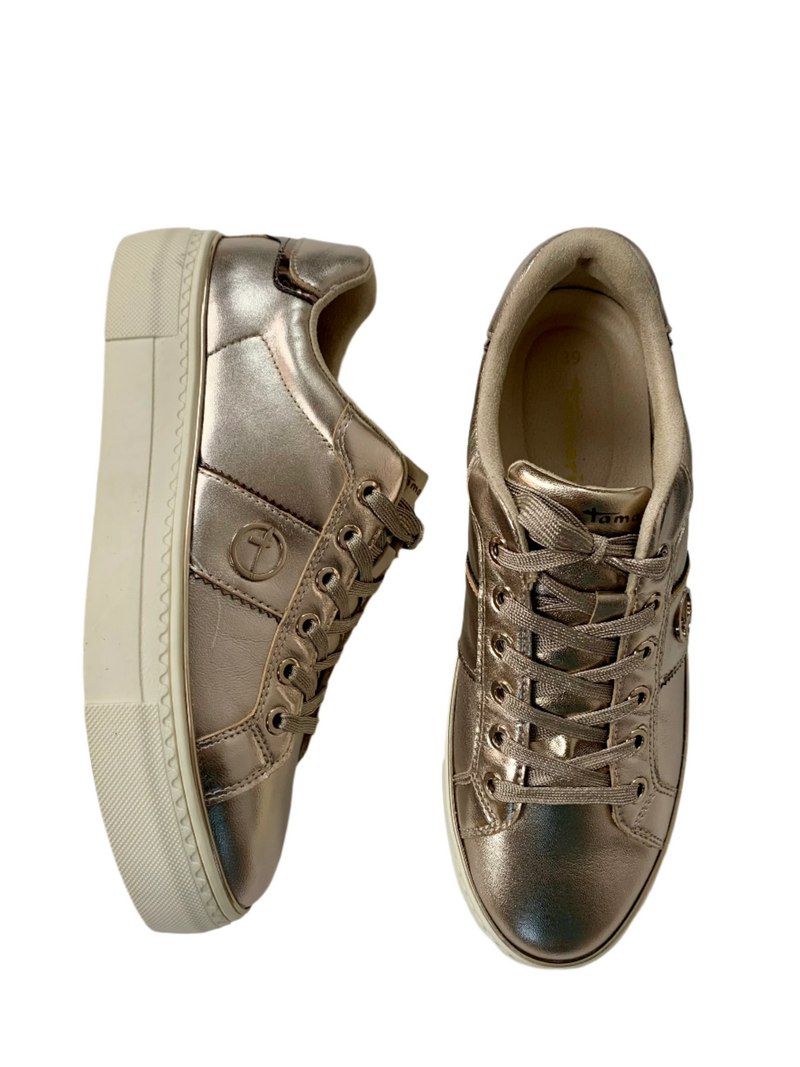 Load image into Gallery viewer, gold womens trainers
