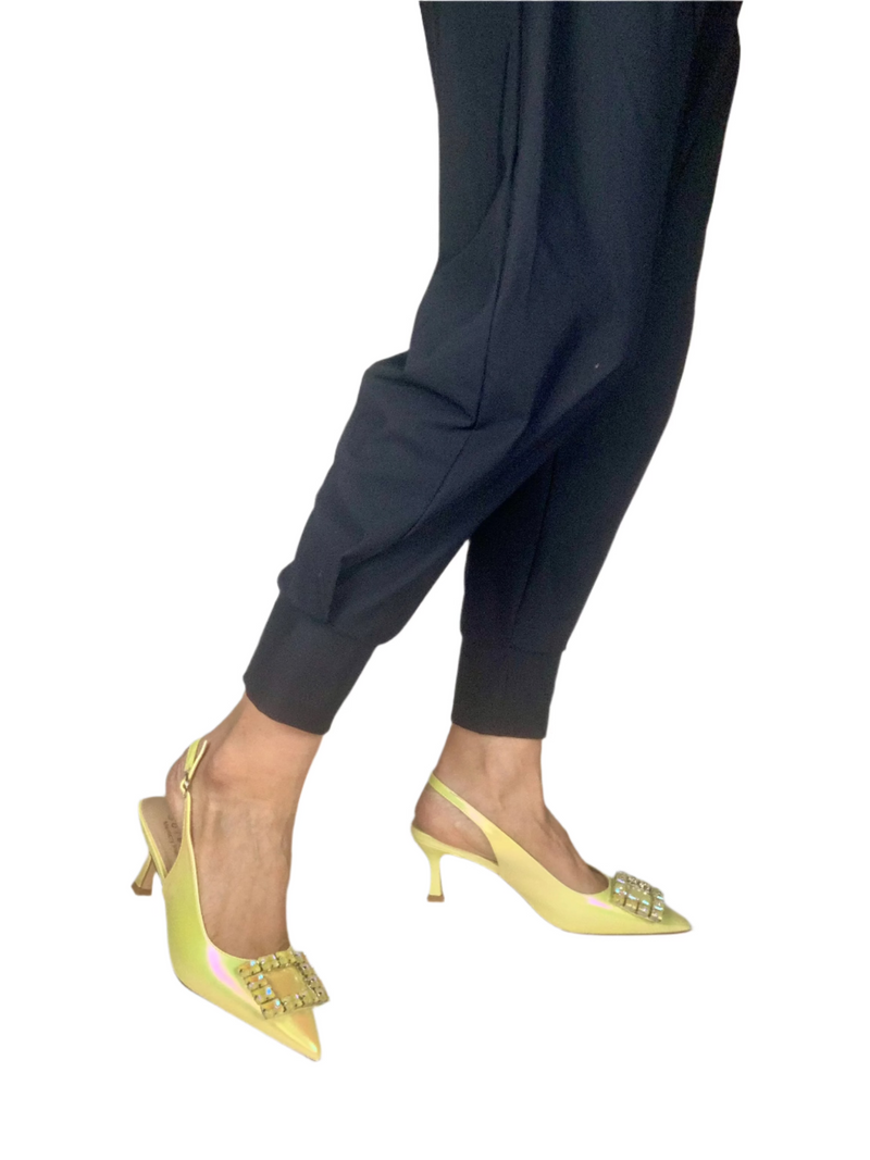Load image into Gallery viewer, yellow sling back heels
