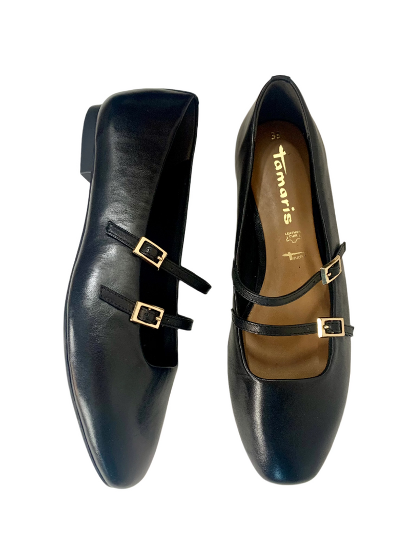Load image into Gallery viewer, black leather flat shoes
