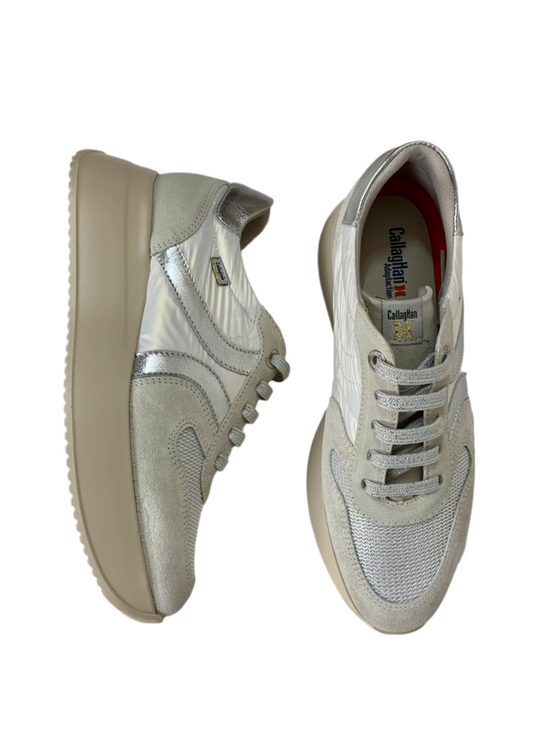 Load image into Gallery viewer, silver platform trainers
