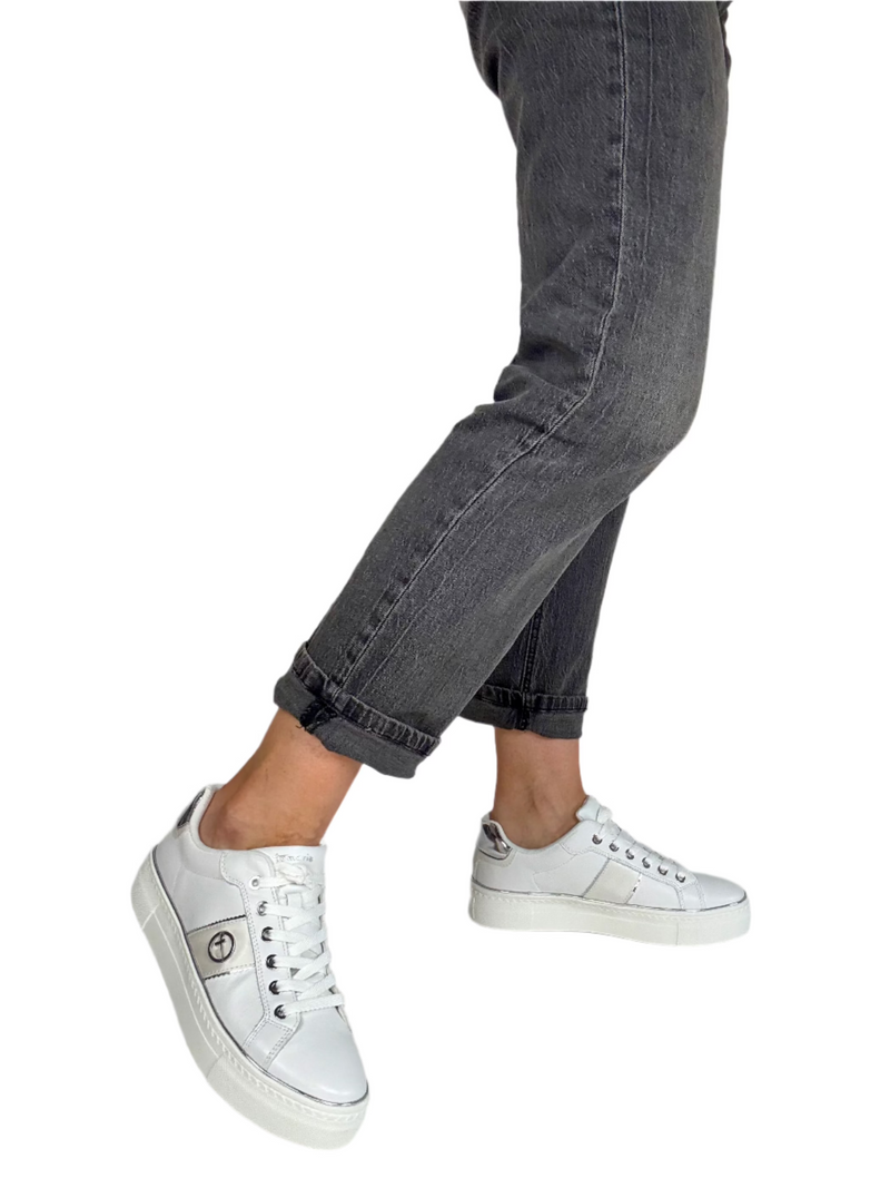 Load image into Gallery viewer, tamaris white leather sneakers
