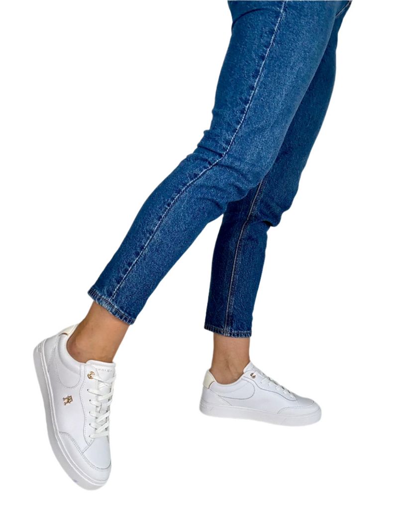 Load image into Gallery viewer, tommy hilfiger white leather trainers

