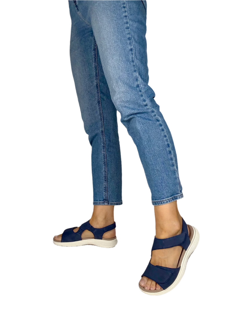 Load image into Gallery viewer, navy gabor sandals
