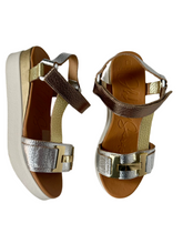 Load image into Gallery viewer, gold low wedge sandals