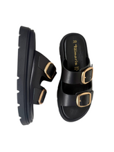 Load image into Gallery viewer, black ladies tamaris sandals