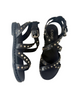 black ladies flat sandals