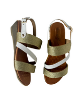 Load image into Gallery viewer, gold wedge sandals