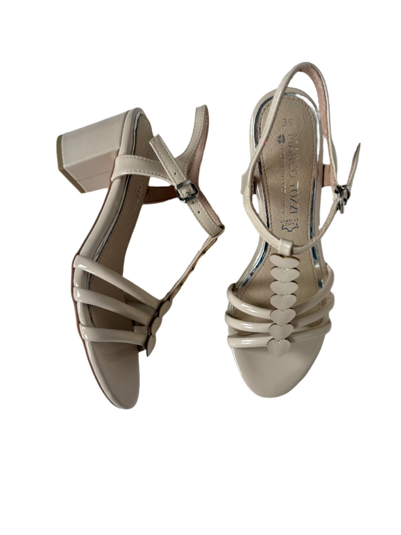 Load image into Gallery viewer, beige heeled sandals
