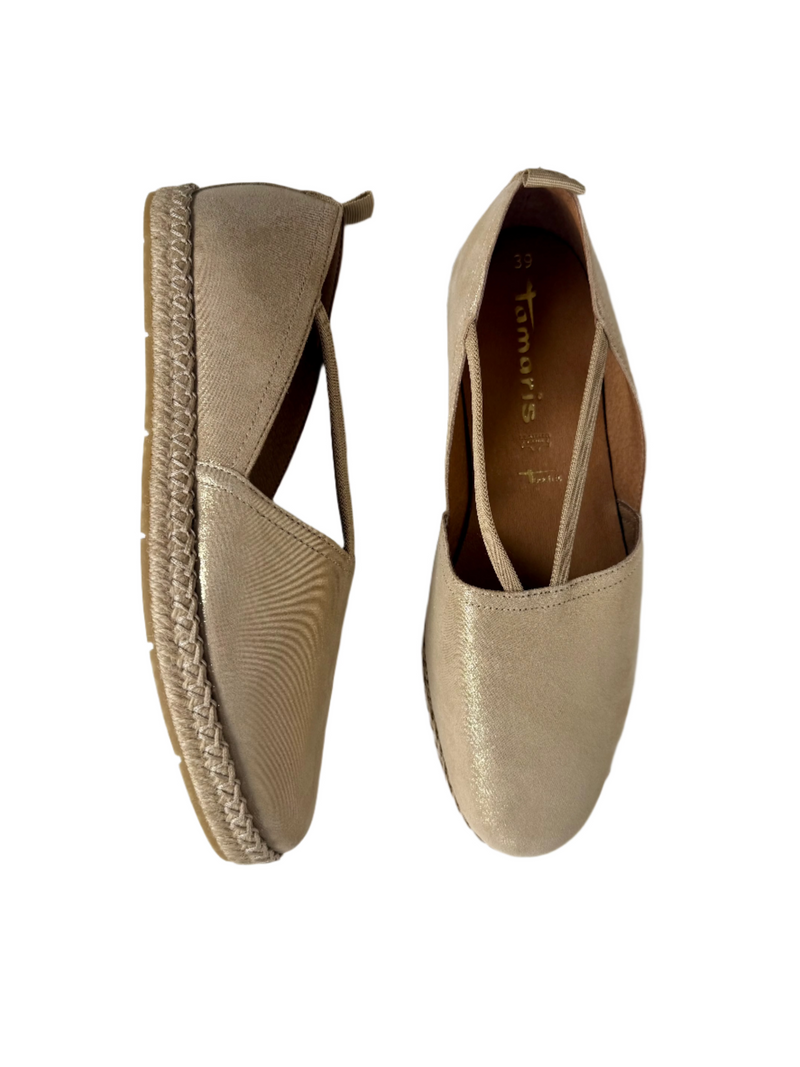Load image into Gallery viewer, gold flat shoes
