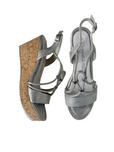 Load image into Gallery viewer, silver high wedge sandals