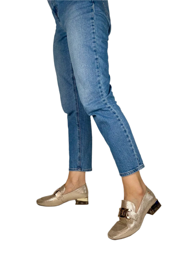 Load image into Gallery viewer, gold loafers
