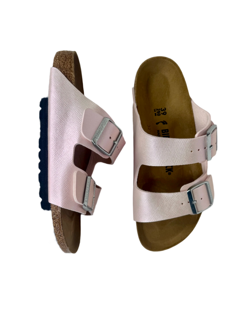 Load image into Gallery viewer, pink shiny birkenstocks
