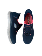 Load image into Gallery viewer, navy skecher trainers for womens