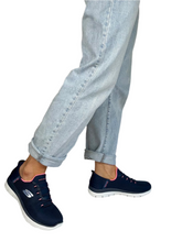 Load image into Gallery viewer, navy skecher runners for women