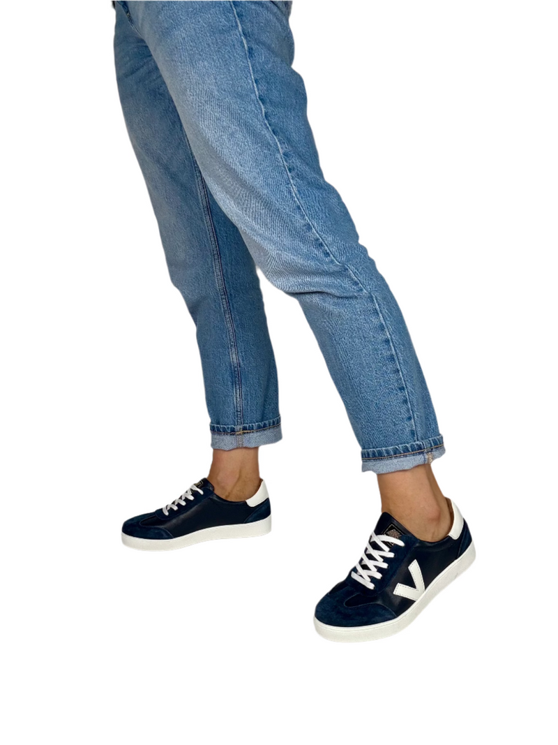 Load image into Gallery viewer, navy drilley trainers
