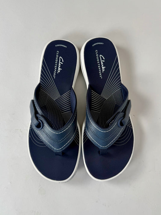 navy toe post sandals