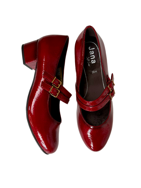 red wide fitting heels