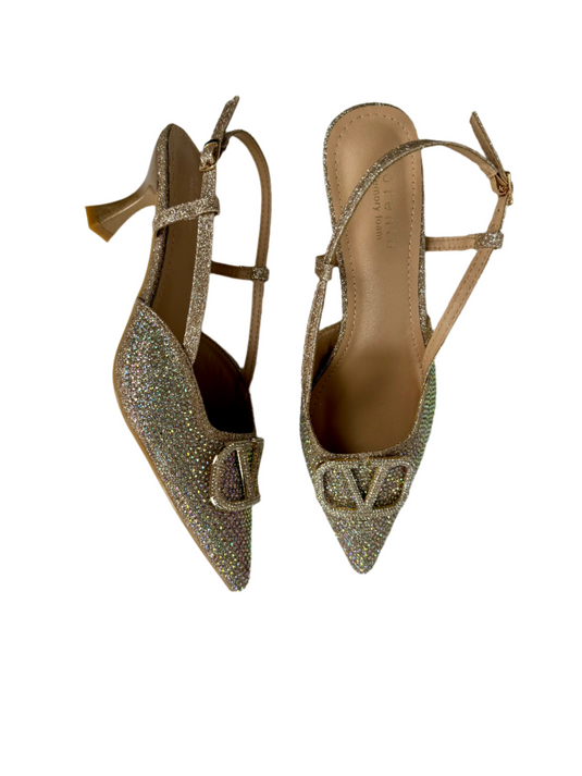 gold kitten heels