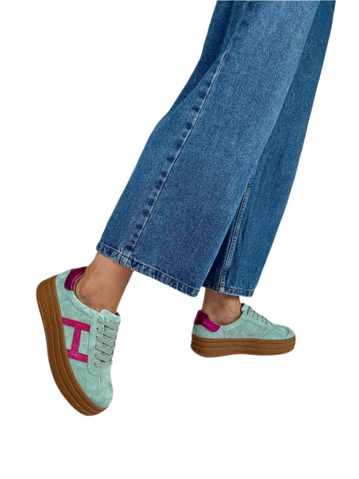 green platform trainers