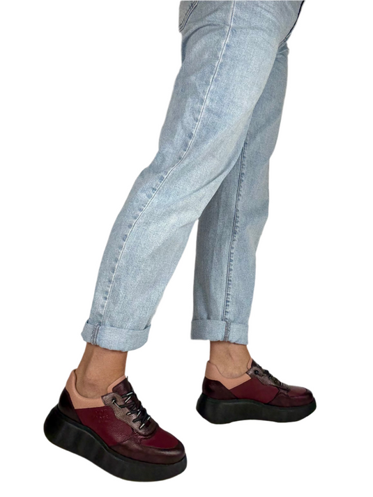 burgundy platform shoes 