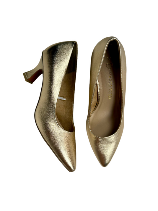 gold ladies heeled shoes