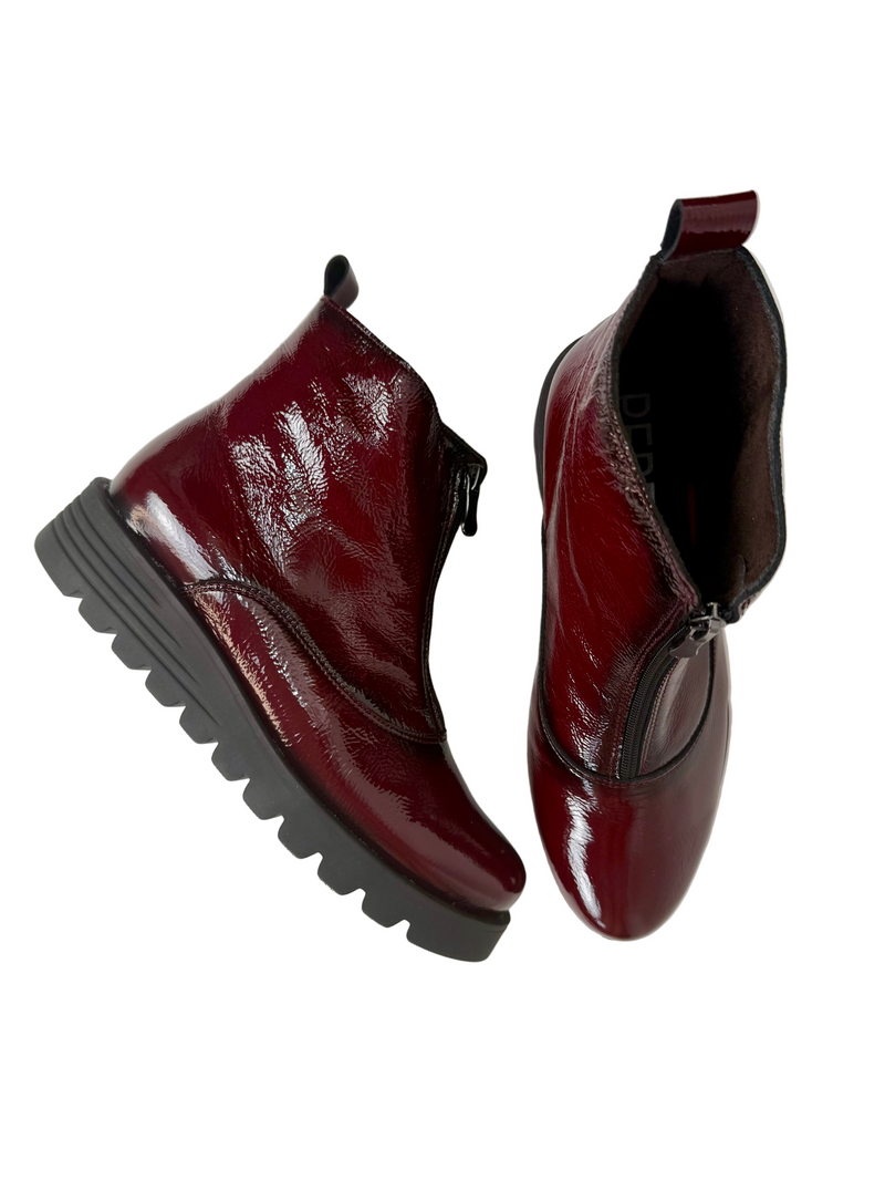 Load image into Gallery viewer, wine low wedge boots

