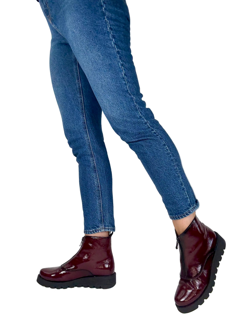 Load image into Gallery viewer, burgundy wedge boots
