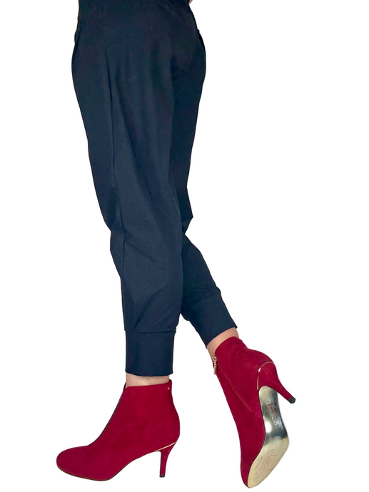 red heleed boots