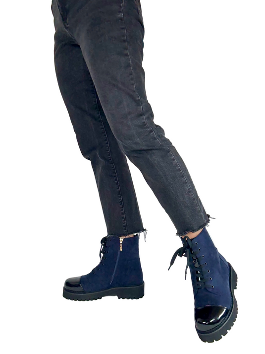 navy lace up boots