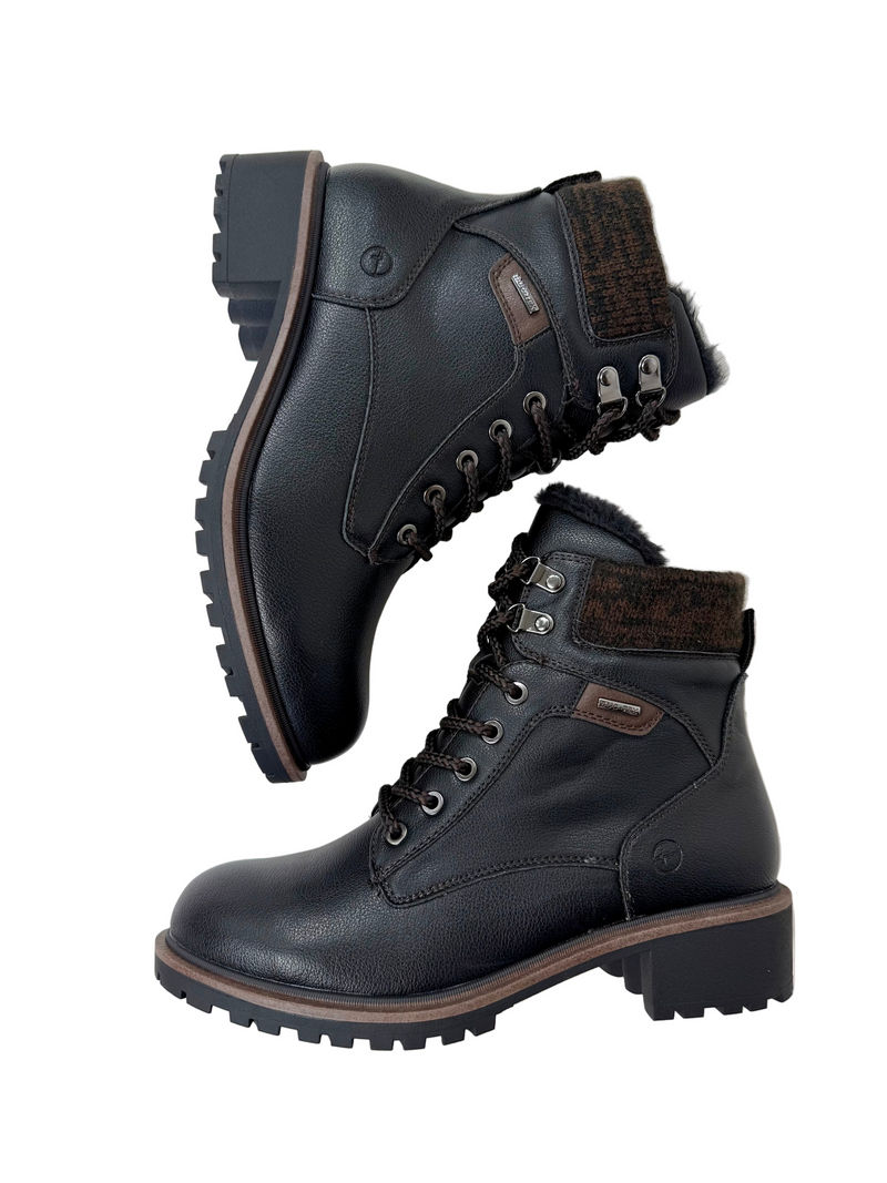 Load image into Gallery viewer, black lace up tamaris boots

