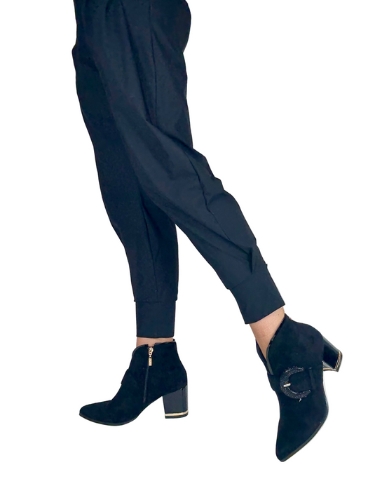 black heeled boots