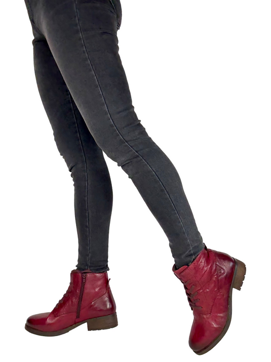 red ankle boots