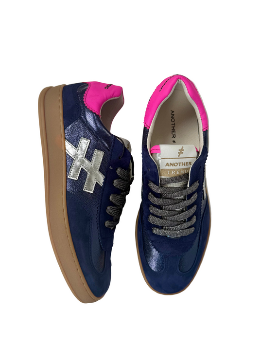 navy flat trainers