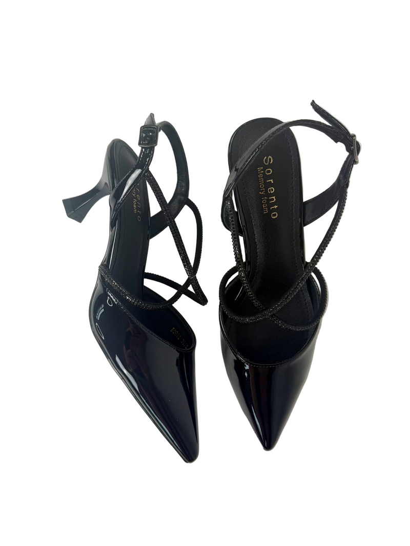 Load image into Gallery viewer, black heeled sandals
