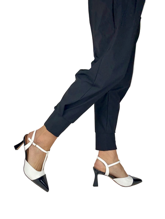 black and white heels