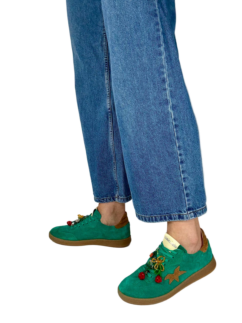 Load image into Gallery viewer, green flat fashion sneakers
