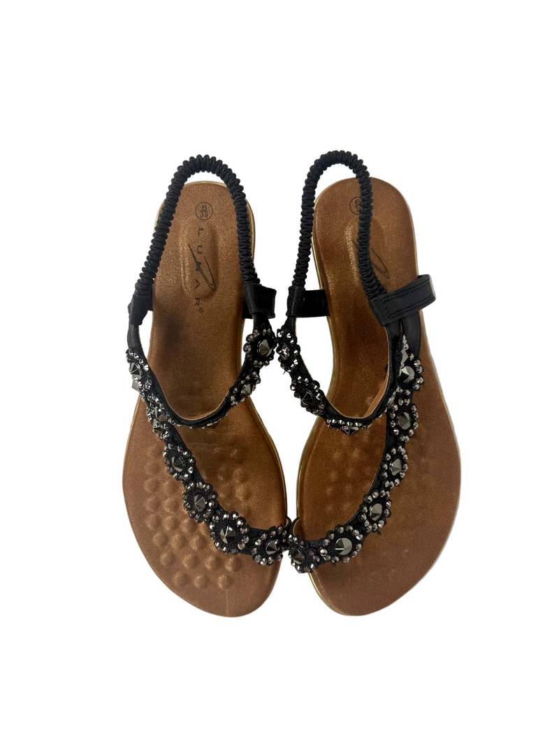 Load image into Gallery viewer, black flat sandals
