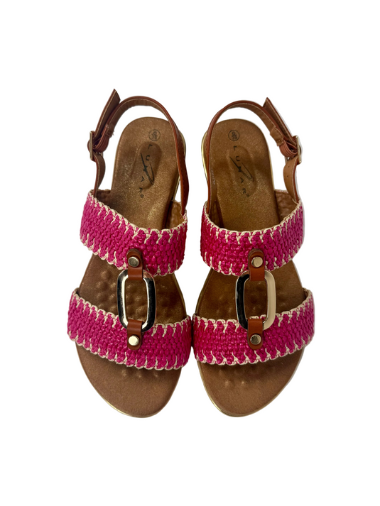 pink flat sandals