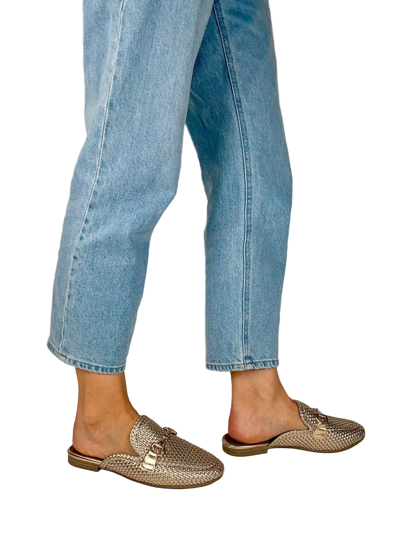 Load image into Gallery viewer, gold loafers
