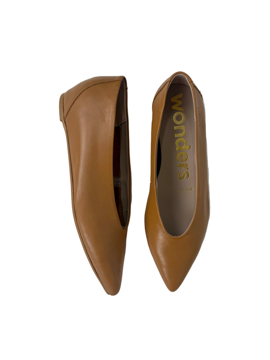 tan flat pump shoes