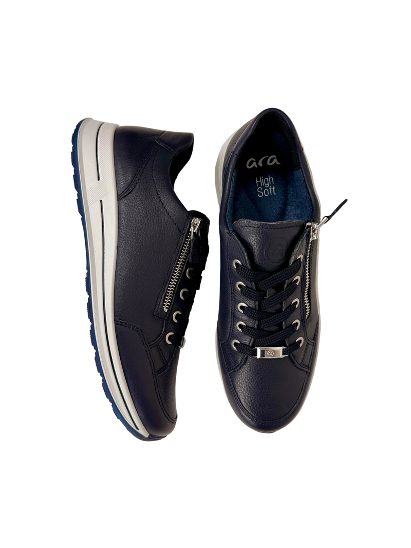 Load image into Gallery viewer, navy ladies ara casual trainers
